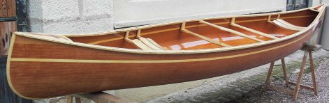 Canoë bois Migrateur 4.90 latté stratifié, équipé d'un deuxième banc: 4 places !